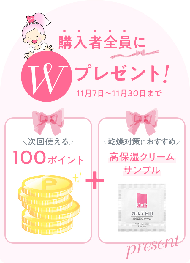 購入者全員にWプレゼント！11月7日〜11月30日まで